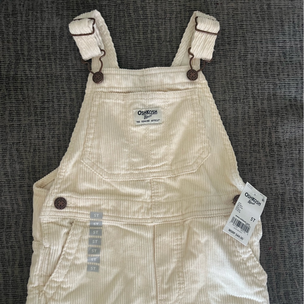 OshKosh B'gosh Kids Overalls in Cream Corduroy